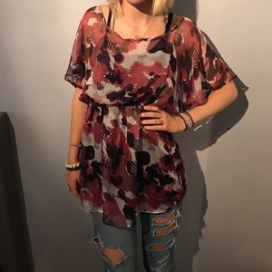 Sheer floral tunic!