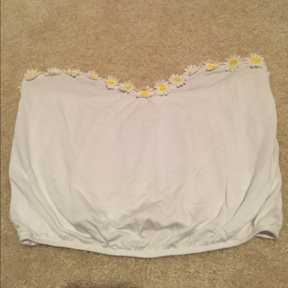 White crop top with flowers