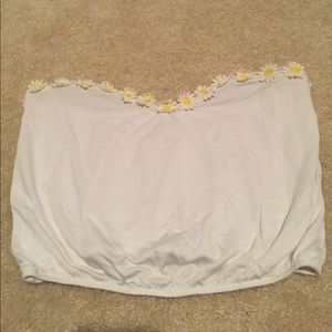 White crop top with flowers