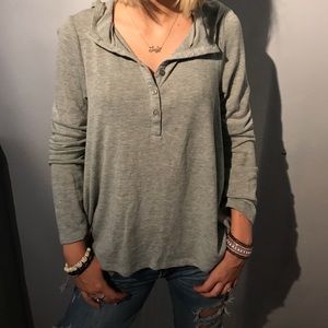 Grey Hi Low Hooded Henley Top!!