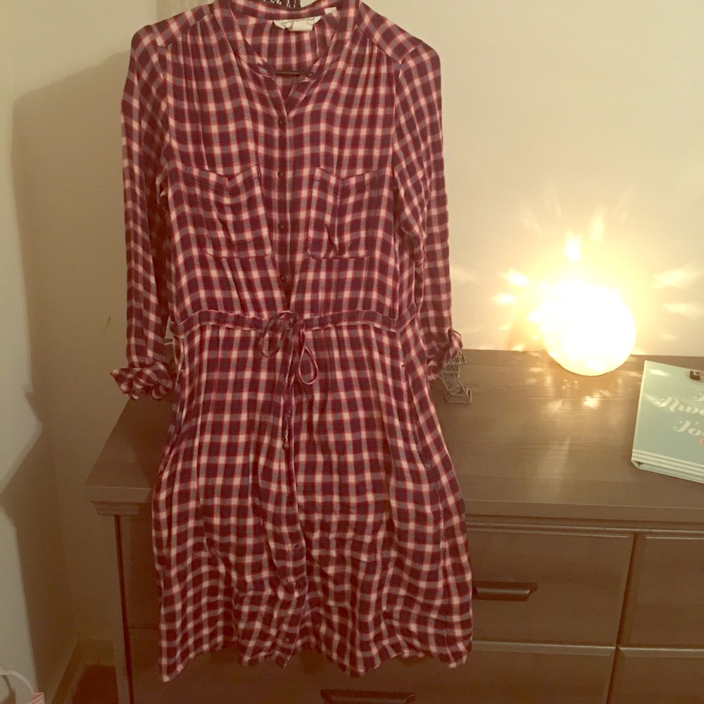H&M Plaid Button down dress