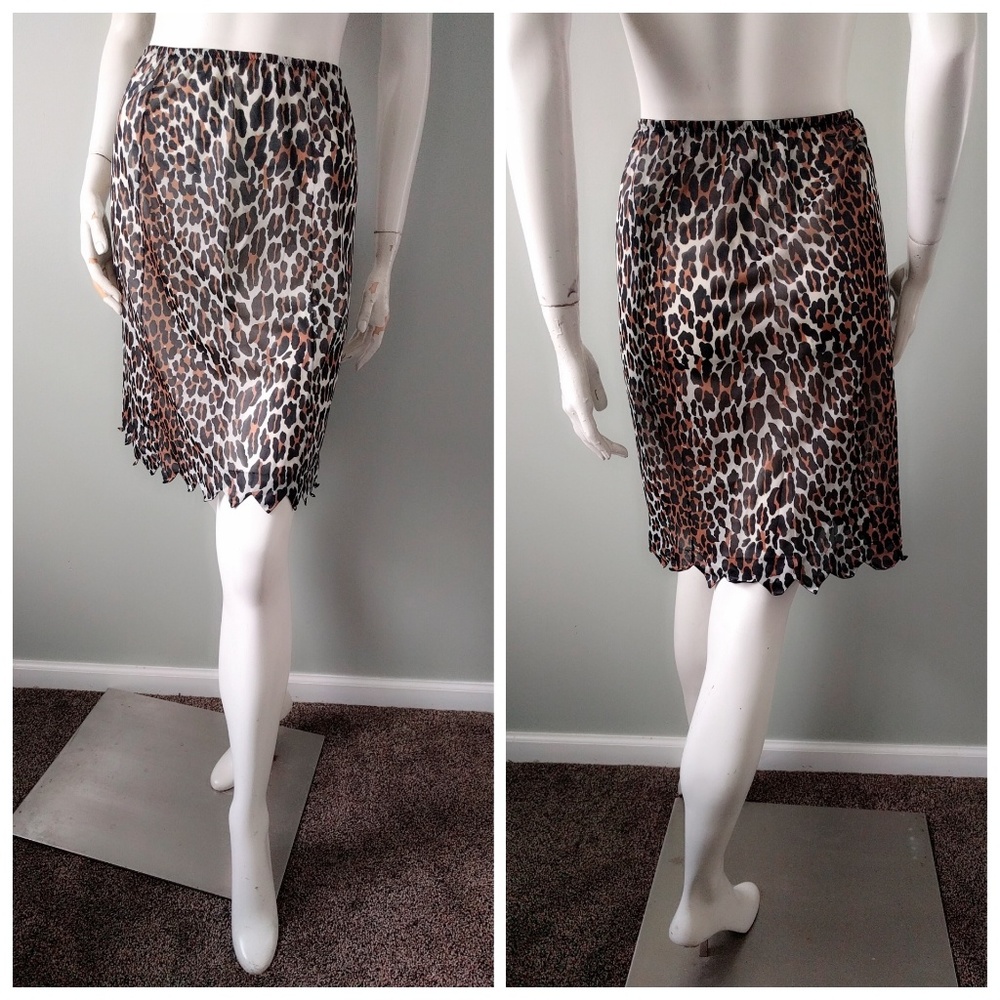 Vintage 1960s Vanity Fair Leopard Print Pinup Lingerie Zigzag Hem Half Slip S - Picture 5 of 5