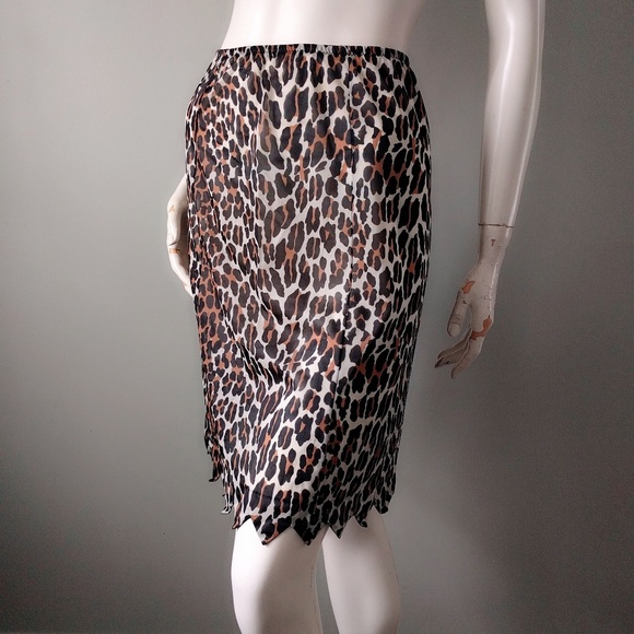 Vintage 1960s Vanity Fair Leopard Print Pinup Lingerie Zigzag Hem Half Slip S - Picture 2 of 5