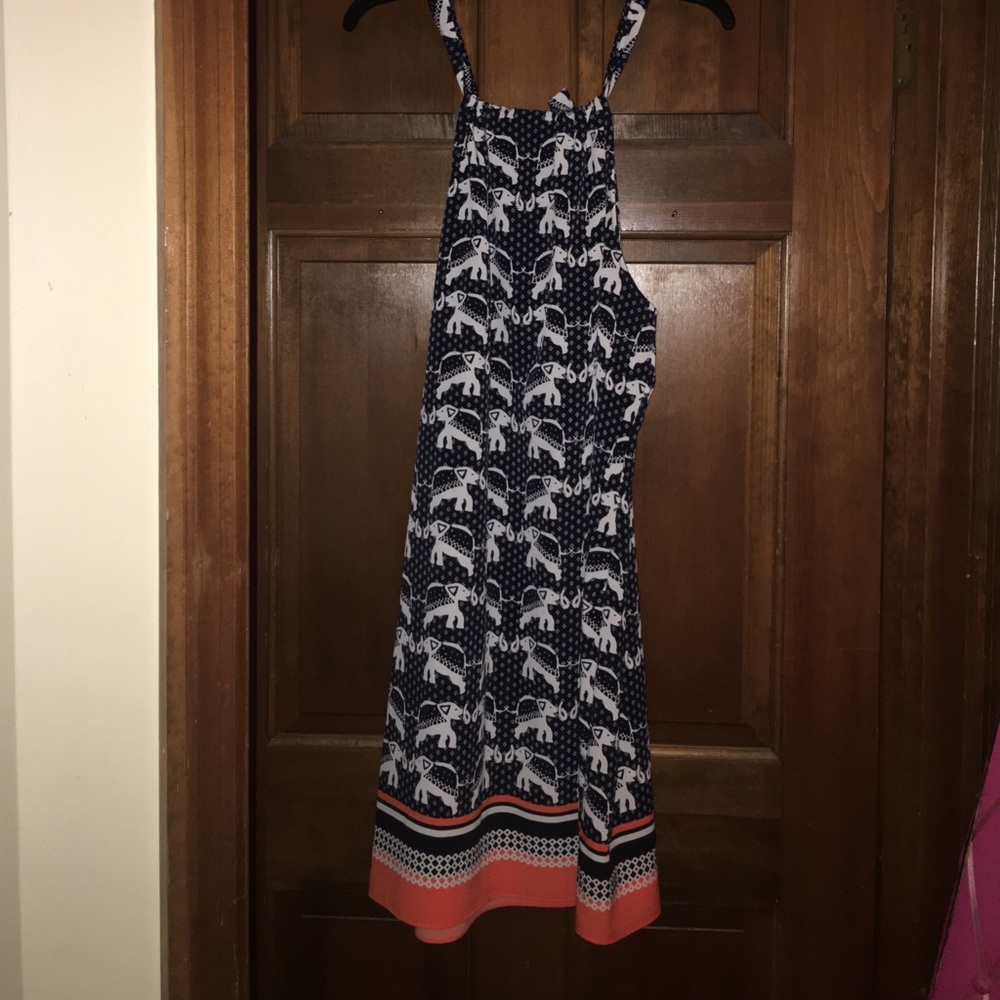 Navy and Orange Elephant Dress