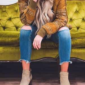 Free People destroyed ankle skinny jeans