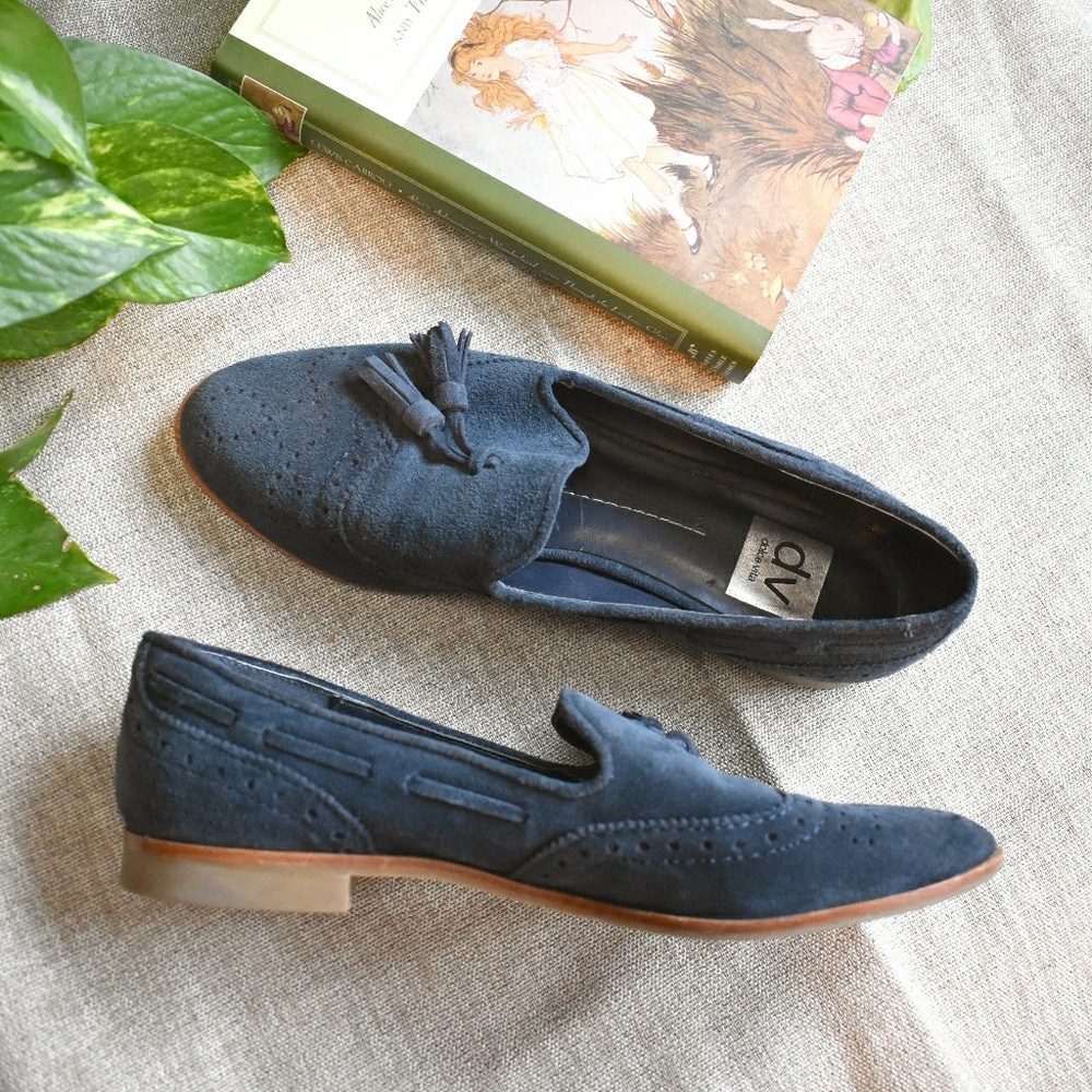 Dolce Vita Navy Blue Suede Slipon Oxford Flats