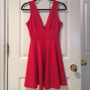 Red deep v dress