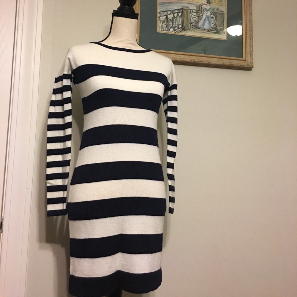 The Loft, Sz M, Blue & white stripe sweater dress