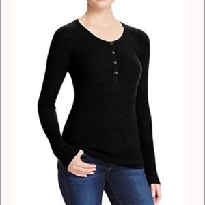 AQUA - Cashmere Waffle Knit Henley Sweater