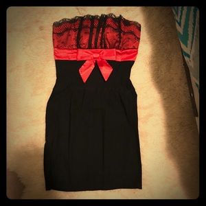 Black and red tube top dress