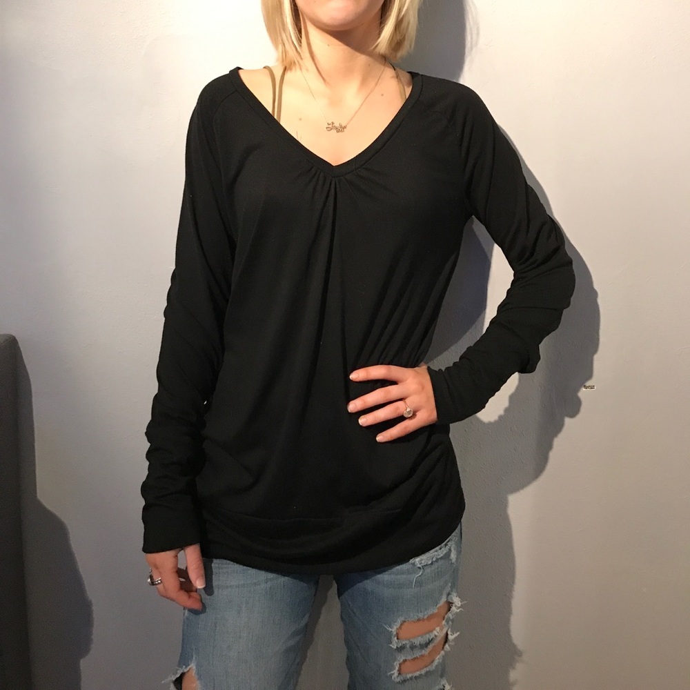 Black Tunic Sweater with Zippered Back!