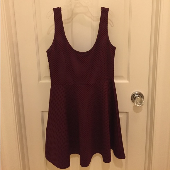Red and Black Polka Dot Fit and Flare Dress - Picture 1 of 3