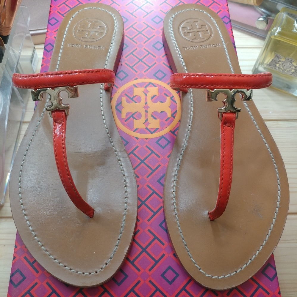 [SALE] Tory Burch T Logo Thong Poppy Red Sandals