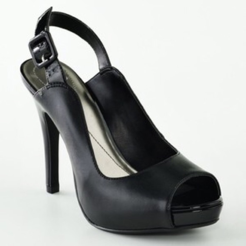 Black sling back heels