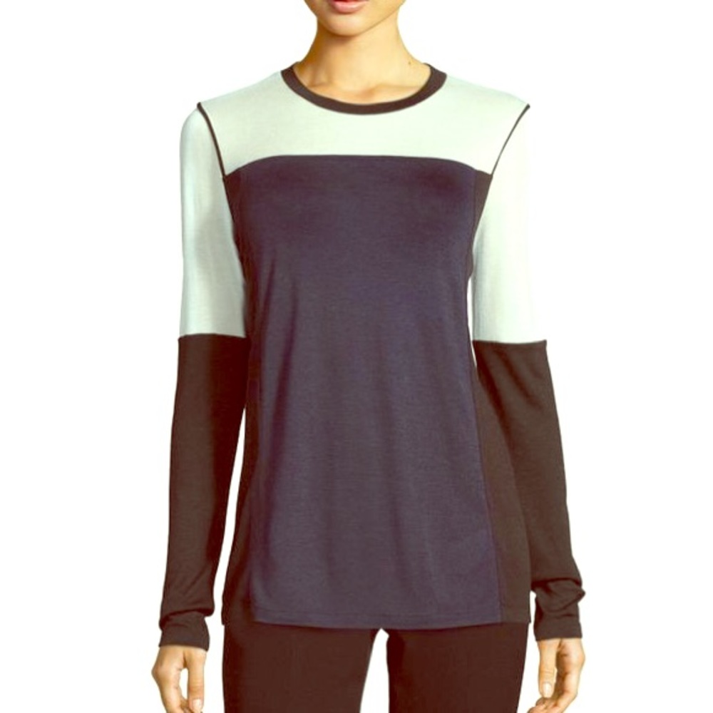 VINCE Color block long sleeve tee