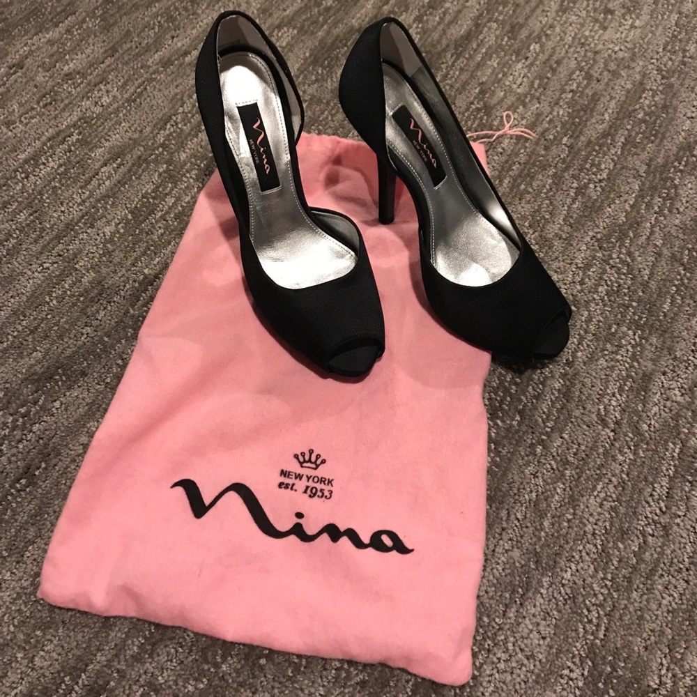Nina black satin heels!