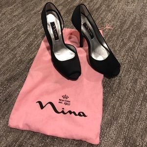 Nina black satin heels!