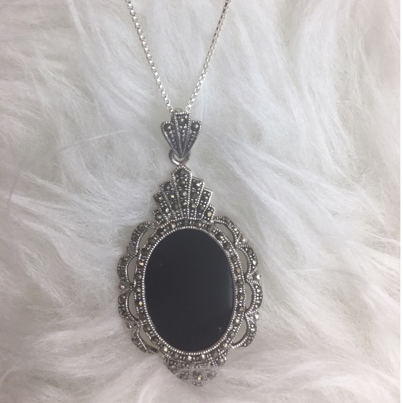 Jewelry - NWT Sterling silver .925 black pendant necklace