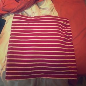 maroon and white striped downtown skirt