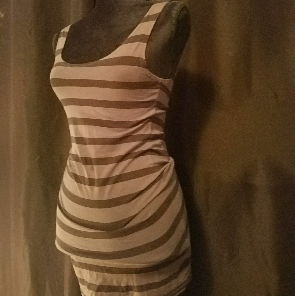 Black/gray strip basic dress