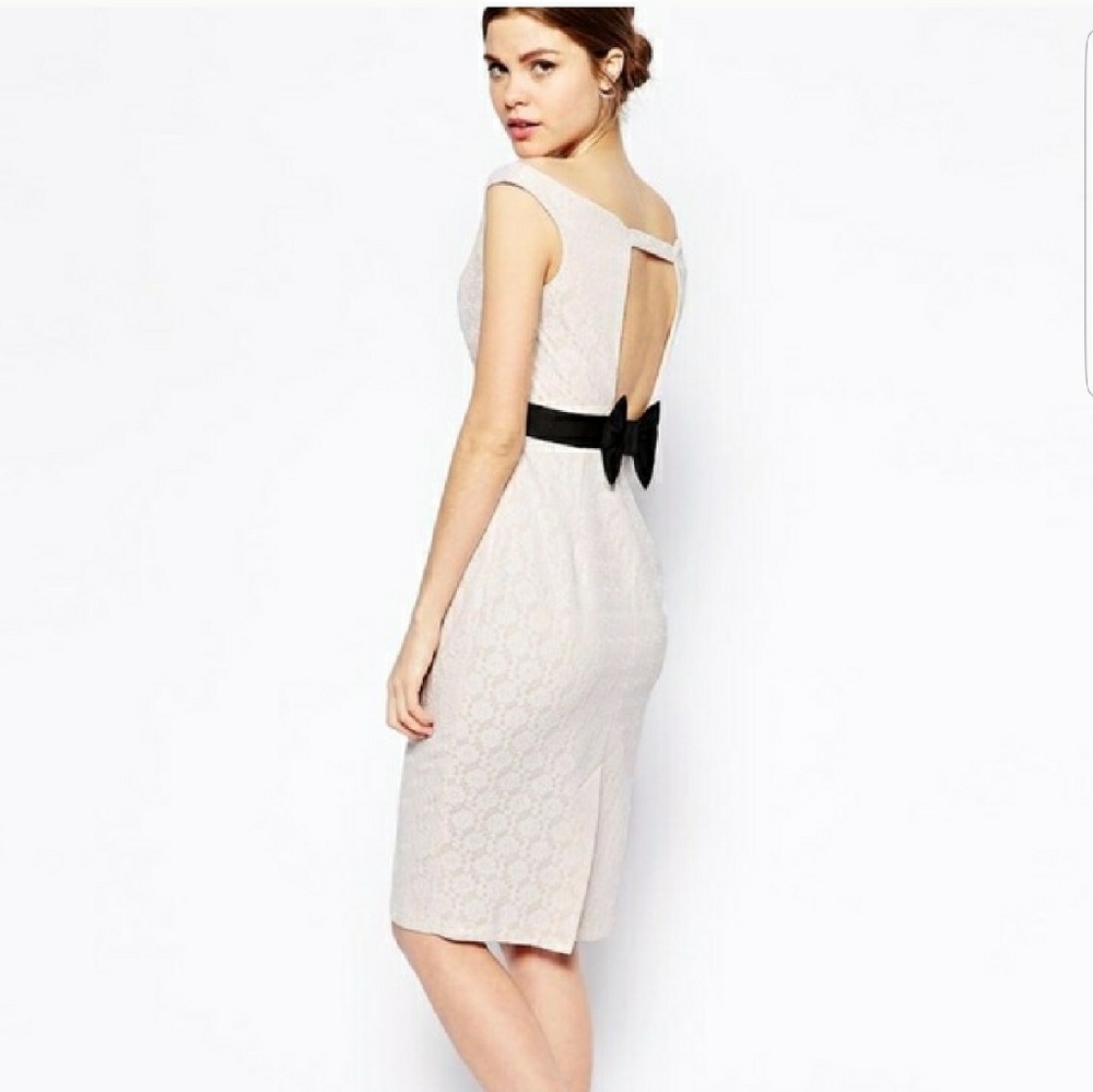 ASOS laced pink pencil dress