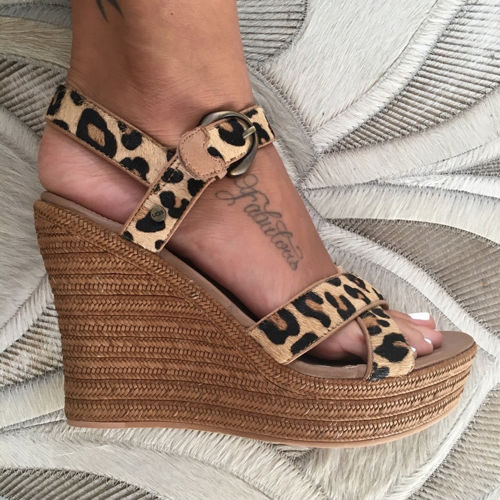UGG authentic leopard calf hair wedges