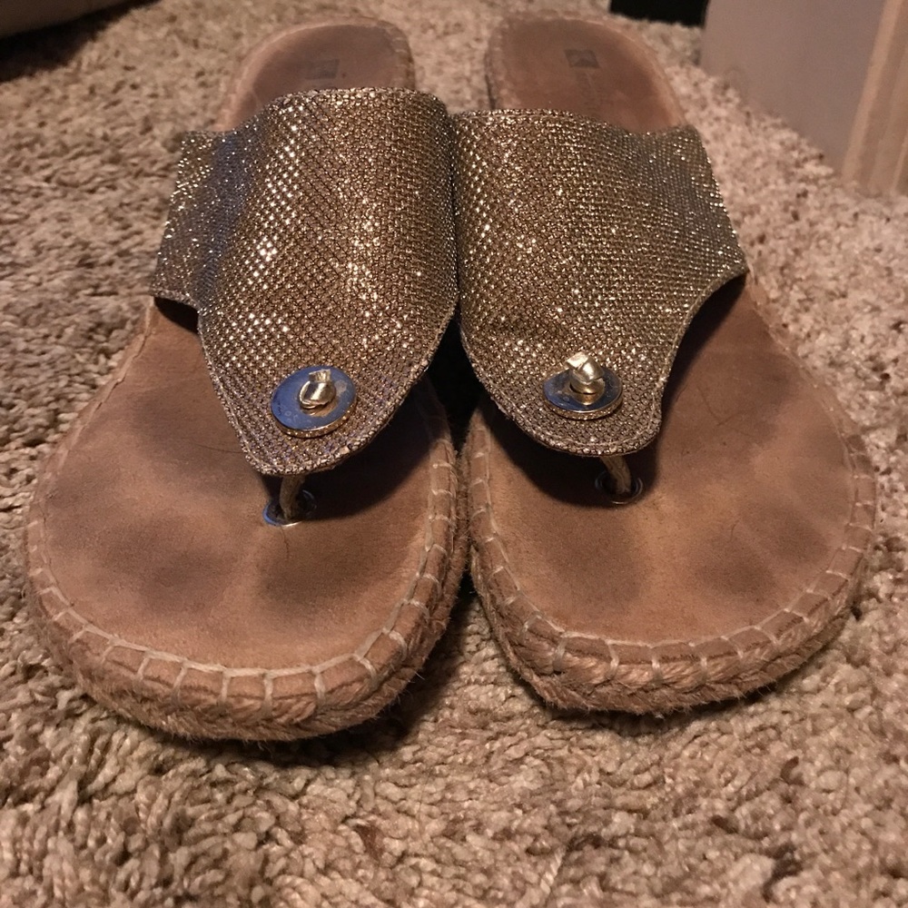 Gold wedge sandals