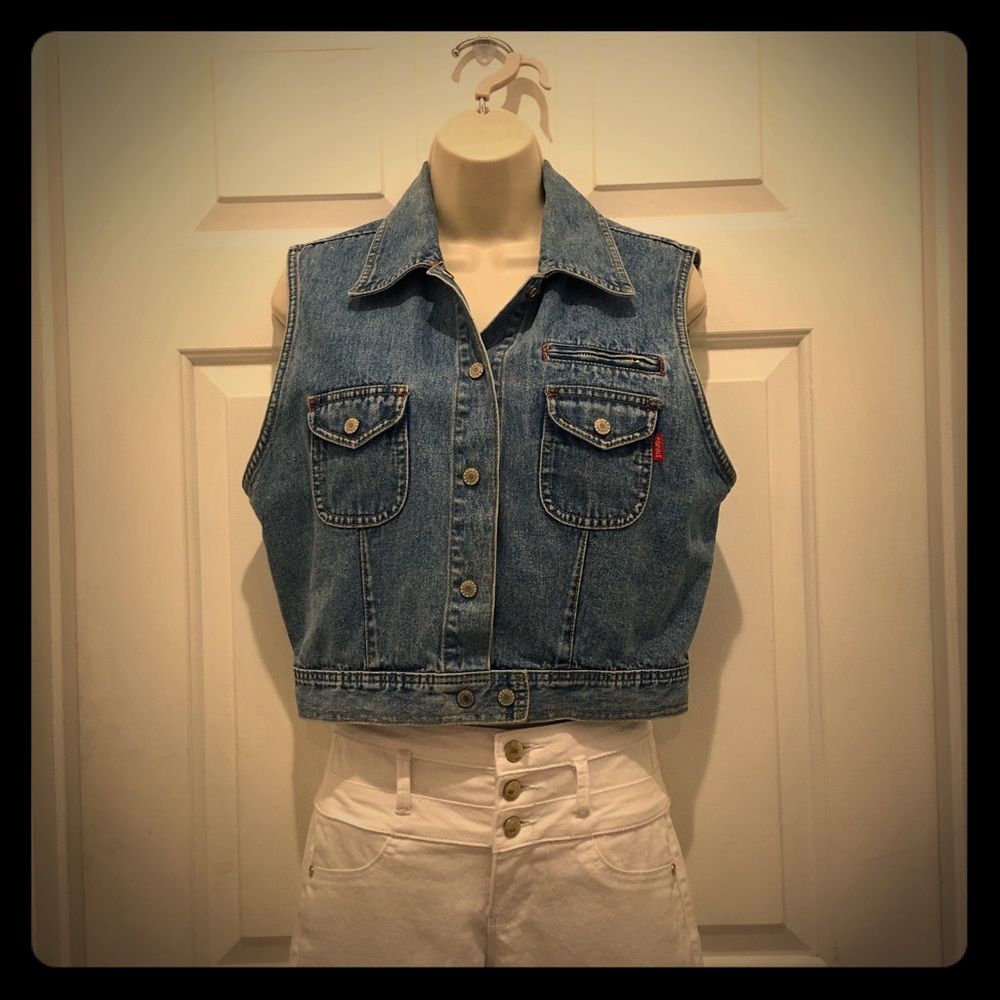 Esprit Denim Jean Vest sz Large Vintage