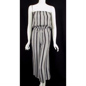 SOLD Blue life B&W stripe strapless jumpsuit sz S