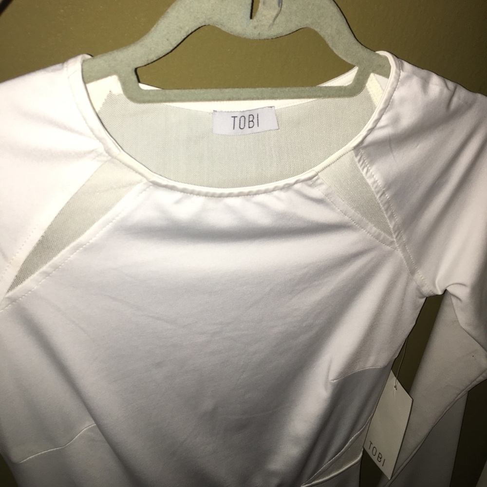 White long-sleeve mesh TOBI dress.