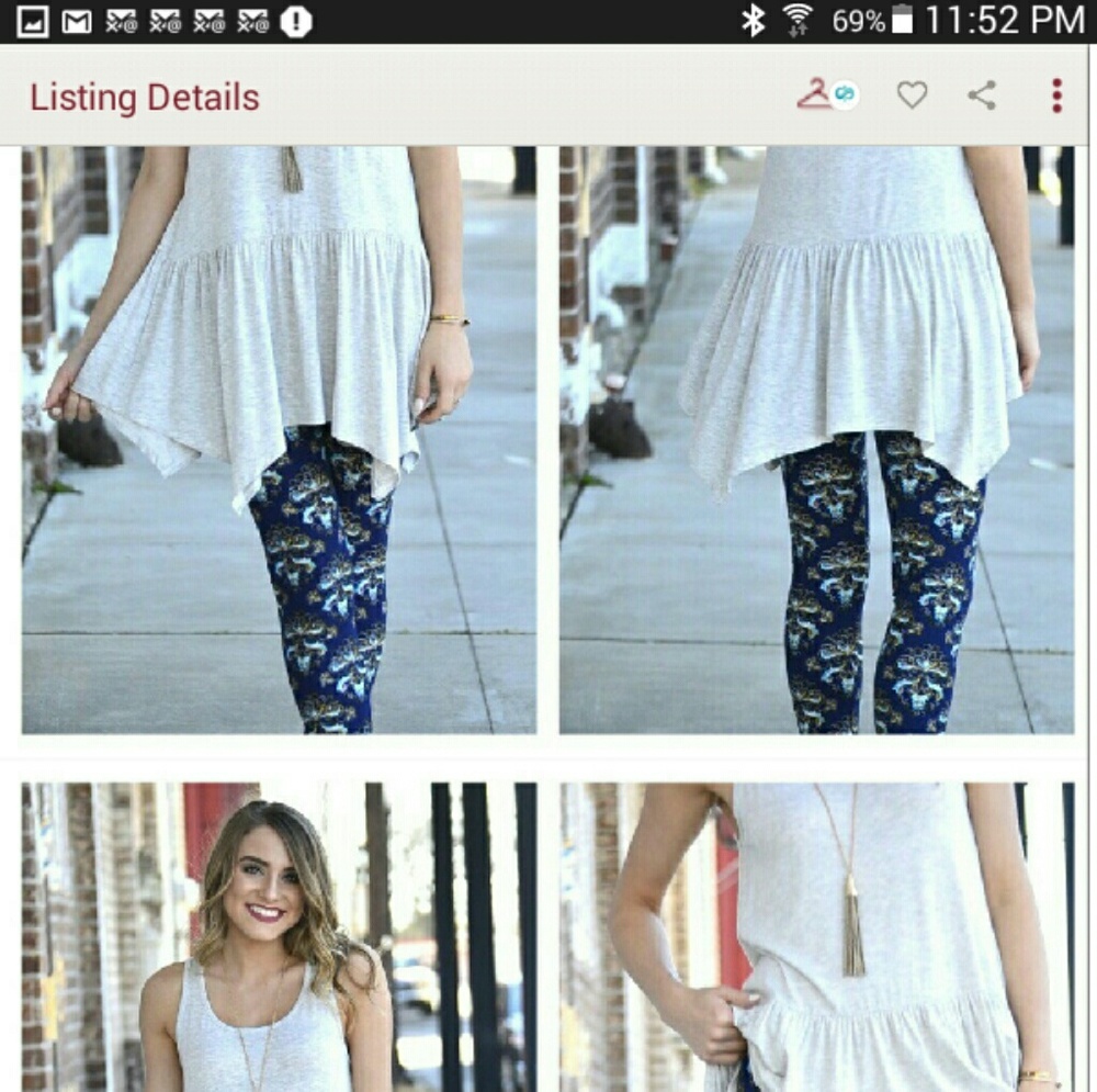 long drop waist  light heather grey top/ dress