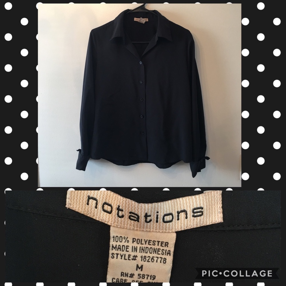 Notations Black Long Sleeve Button Up Blouse