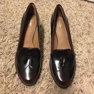 Clarks Dark Purple Loafer Heels