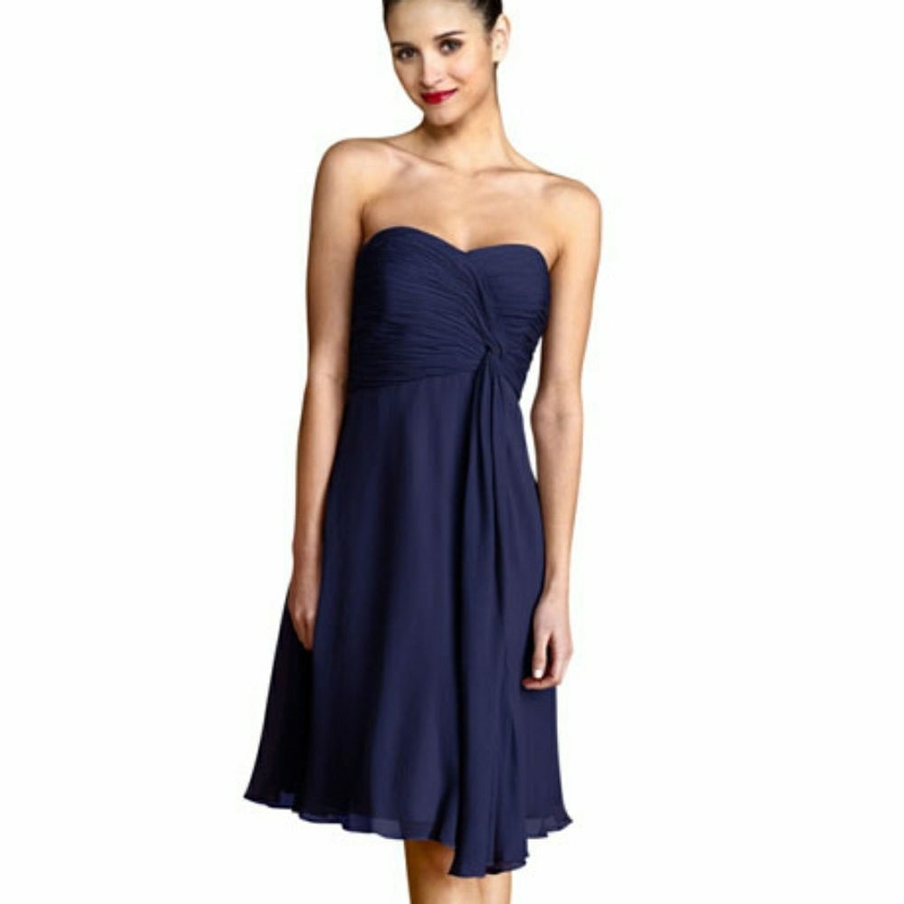 Donna Morgan strapless Tara poly chiffon dress