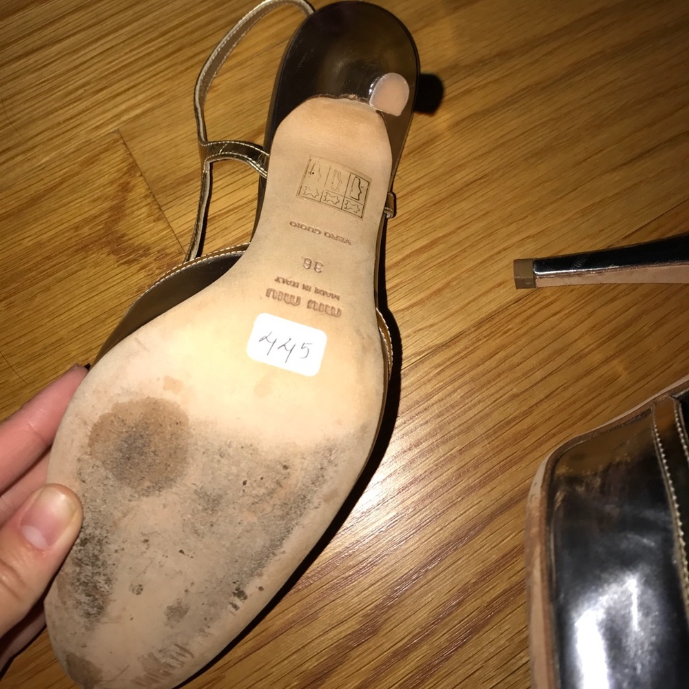 100% Authentic Miu Miu Metallic Heels - image 2