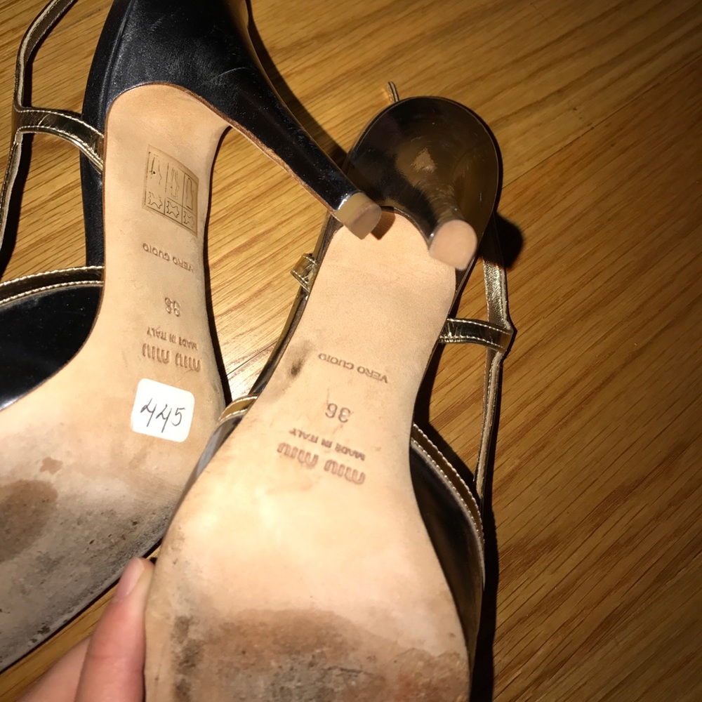 100% Authentic Miu Miu Metallic Heels - image 3