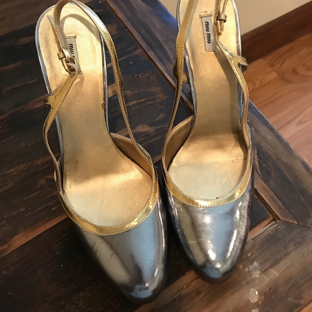 100% Authentic Miu Miu Metallic Heels - image 6