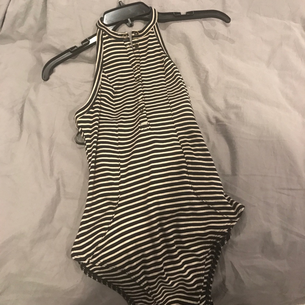 High neck button up bodysuit