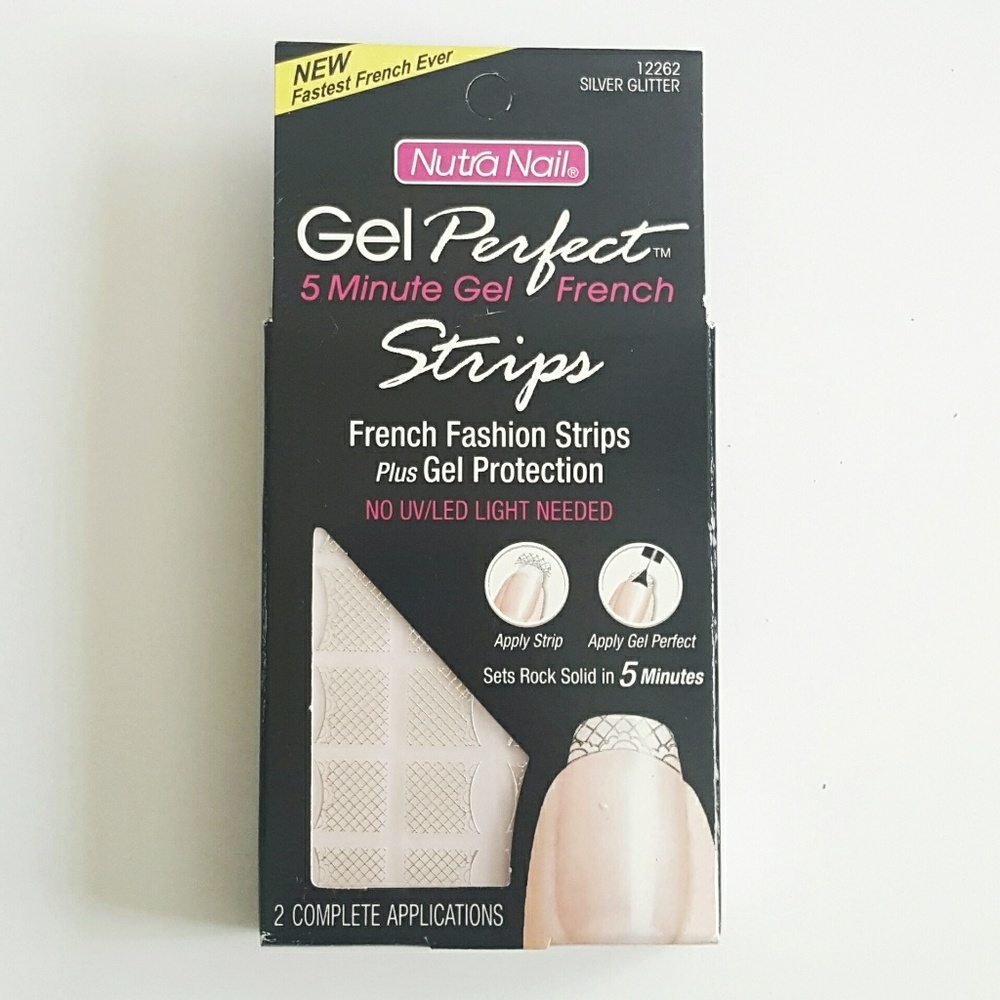 Nutra Nail Gel French Nail Strips - Silver Glitter