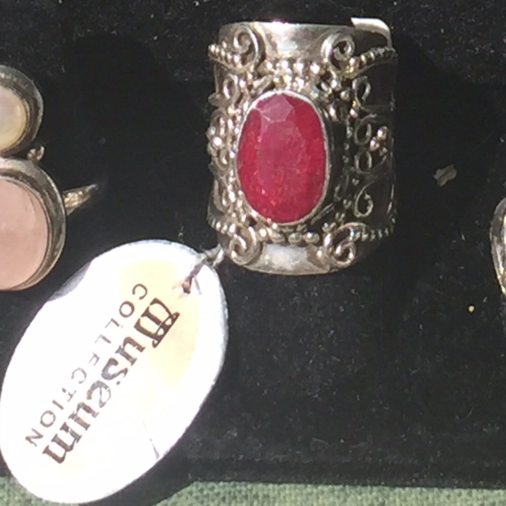 NWT Solid 925 Kashmir Genuine Ruby wide statement band ring Christmas Valentines - Picture 5 of 9