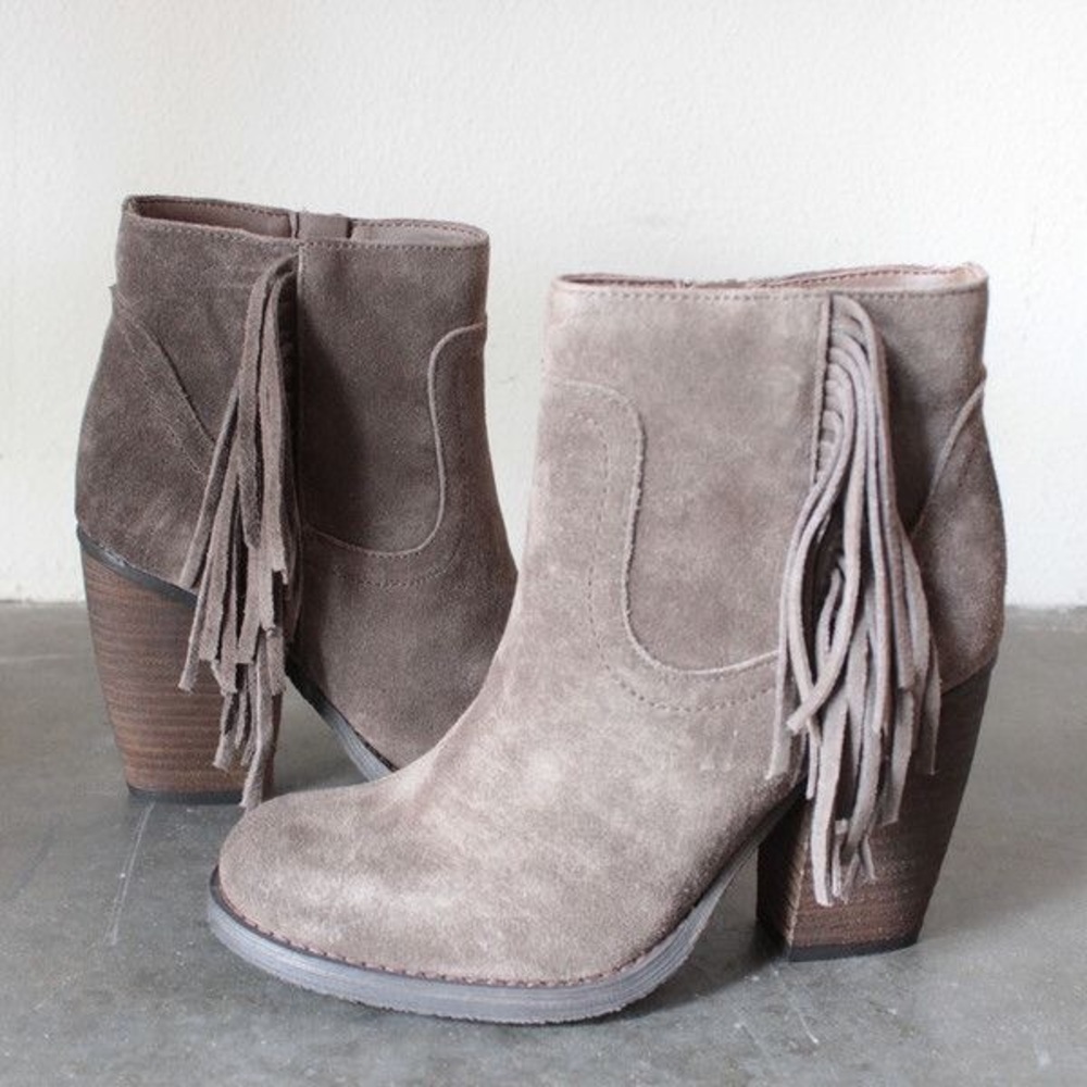 Boho Cascading Fringe Distressed Western Booties - Picture 2 of 4