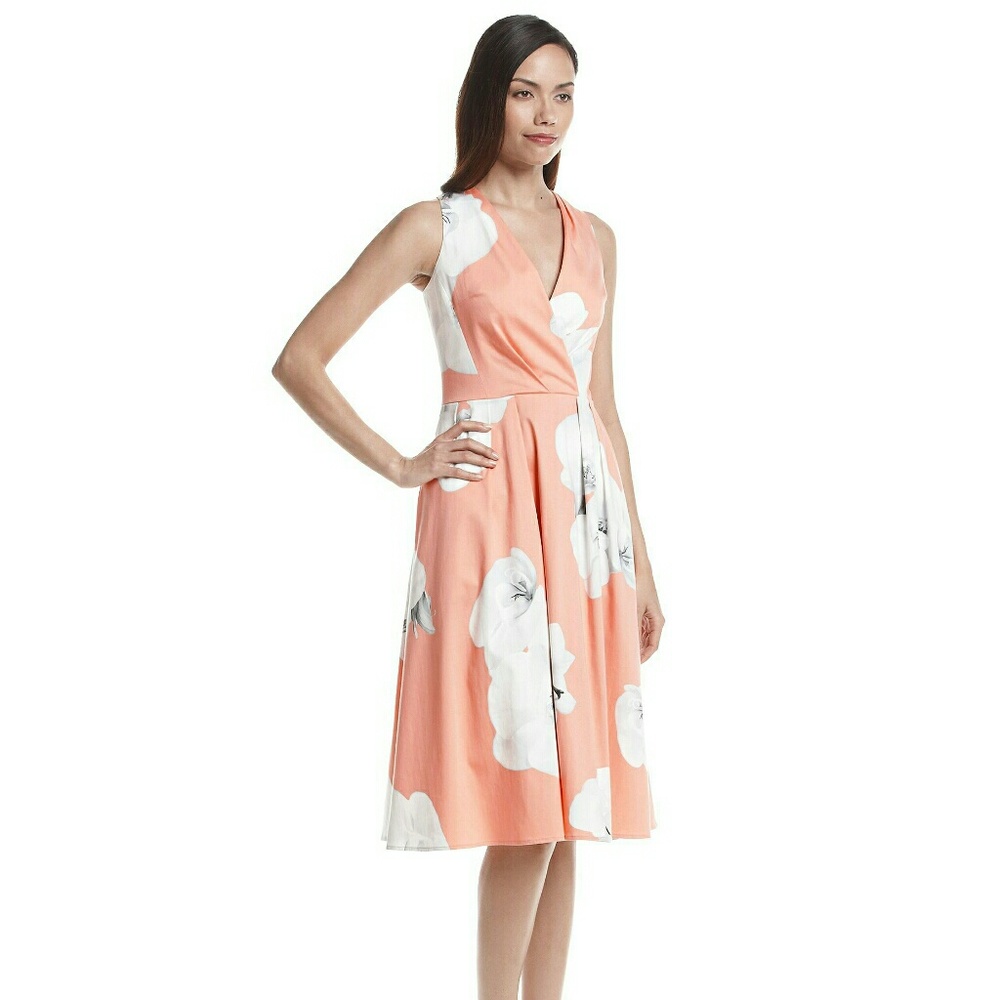 New! CALVIN KLEIN Floral Fit Flare Dress Gorgeous - Picture 2 of 4