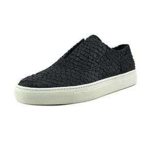 Vince Nelson black leather snake embossed sneakers