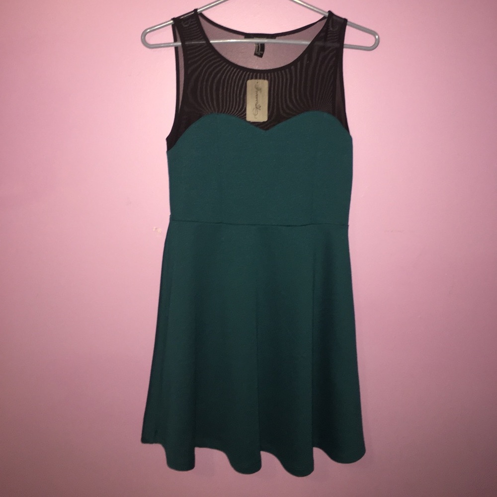 Forever 21 Teal Sweetheart Neckline Dress