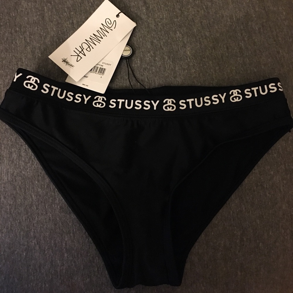 Stussy bikini bottoms black logo 6 XS S