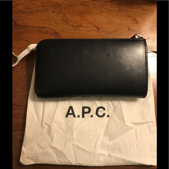 A.P.C. Long Zip Italian Leather Wallet Black - Picture 2 of 5
