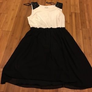 Cenote and black with faux leather dress!