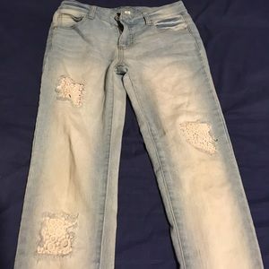 Kid's Skinny Jeans with Designed Patches