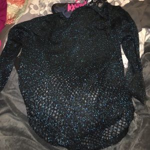 Sparkly black and blue see through sweater