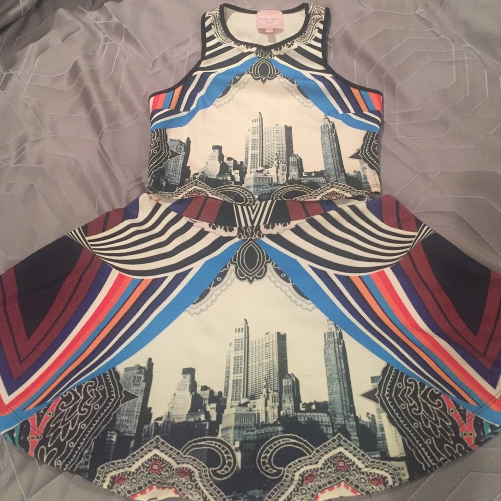 2 piece summer crop top with A-line mini skirt